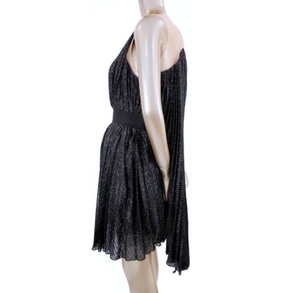 NWT MARIA LUCIA HOHAN Limited Series Black Metallic Knife Pleated Party Dress - Picture 5 of 12